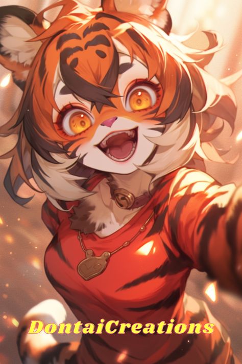 Waai Fu, Tiger Girl, Eye Tricks, Tiger Artwork, Oc Manga, Orange Tiger, Taking A Selfie, Cute Tiger, Cute Tigers