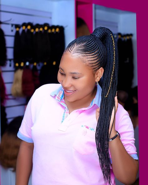 Yeboyebo Hairstyle, New Braided Hairstyles, Cornrow Ponytail, Natural Hair Bun Styles, Natural Hair Short Cuts, Goddess Braids Hairstyles, African Hair Braiding Styles, Box Braids Hairstyles For Black Women, Braids Hairstyles Pictures