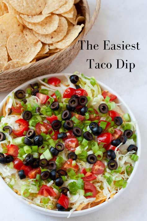 An easy and delicious summer appetizer, this taco dip is vegetarian but full of flavor. #mediterraneandietrecipes #tacodip #vegetarianrecipes #summerappetizers Dairy Free Taco Dip, Dairy Free Tacos, Taco Dip Easy, Mild Taco Seasoning, Vegetarian Taco, Taco Dip Recipe, Seasoned Veggies, Vegetarian Tacos, No Cook