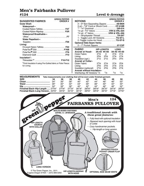 PRICES MAY VARY. Brand new Sturdy, reusable, copy weight paper. Not tissue papper All patterns include step-by-step, fully-illustrated instructions and all available sizes for that garment. Green Pepper Patterns are styled for comfort, function, fashion, and ease of construction. The step by step, fully illustrated instructions make these some of the best sportswear patterns available The appropriate amount of ease has already been added to the pattern—so you need not worry about adding ease. Wh Costume Sewing Patterns, Jacket Pattern Sewing, Green Pepper, Sewing Patterns For Kids, Mccalls Patterns, Simplicity Sewing Patterns, Sewing Gifts, Diamond Quilt, Pullover Jacket