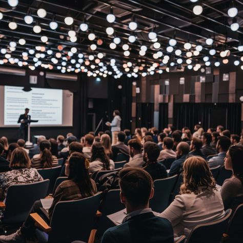 Engaged Audience Listening: Engaged #audiencemembers attentively listens to a #keynote speaking at a #conference2023 in a #modernvenue. #Event2023: #engagedaudience attentively listens to a speaker presenting at a conference event in a modern venue. #AIimage ⬇️ Download and 📝 Prompt 👉 https://stockcake.com/i/engaged-audience-listening_633823_339624 Speaking To Audience, Speaking At A Conference, Woman Speaker Aesthetic, Speaking Engagement Aesthetic, Networking Event Photography, Event Photography Aesthetic, Business Event Photography, Networking Event Aesthetic, Press Conference Aesthetic