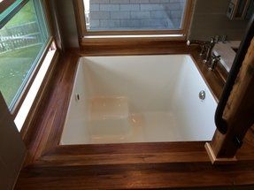 Japanese Style Soaking Tub You'll Love in 2021 - VisualHunt Japanese Tub, Japanese Soaking Tub Shower Combo, Square Tub, Soaking Tub Shower Combo, Bathroom Tubs, Japanese Bathtub, Frame Bathroom, Deep Tub, Japanese Soaking Tubs