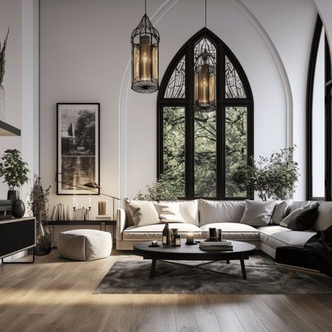 Discover Nothic: The Hottest Blend of Gothic and Scandinavian Interior Design Trends Gothic Chic Interior Design, Gothic Chic Home Decor, Gothic Scandinavian Interior, Soft Goth Interior Design, Gothic Style Interior, Subtle Gothic Decor, Gothic Hygge, Gothic Revival Interior Design, Dark Minimalist Interior Design