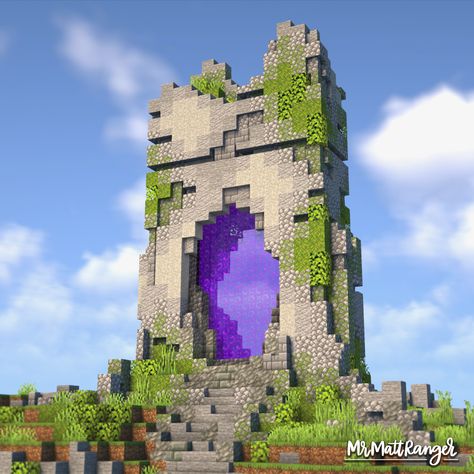 A Minecraft Overgrown Nether Portal! You can download this build on my Patreon, just follow the link! Minecraft Water Cave House, Minecraft Jungle Nether Portal, Cottagecore Nether Portal Minecraft, Minecraft Tree Portal, Overgrown Castle Minecraft, Nether Portals Minecraft, Big Nether Portal Design, Minecraft End Portal Room Design, Portal Minecraft Design