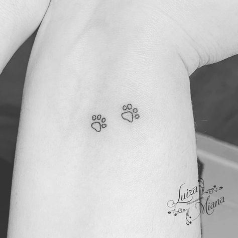 Dog Paw Tattoo, Paw Tattoo, Fine Line Tattoo, Cat Paw Print, Line Tattoo, Discreet Tattoos, Room Dividers, Fine Line Tattoos, Dog Paw