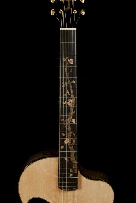 Spring Custom Acoustic Guitars, Music Mic, Guitar Artwork, Instrument Design, Acoustic Guitar Photography, Guitar Inlay, Instruments Art, Acoustic Guitar Music, Electric Guitar Design