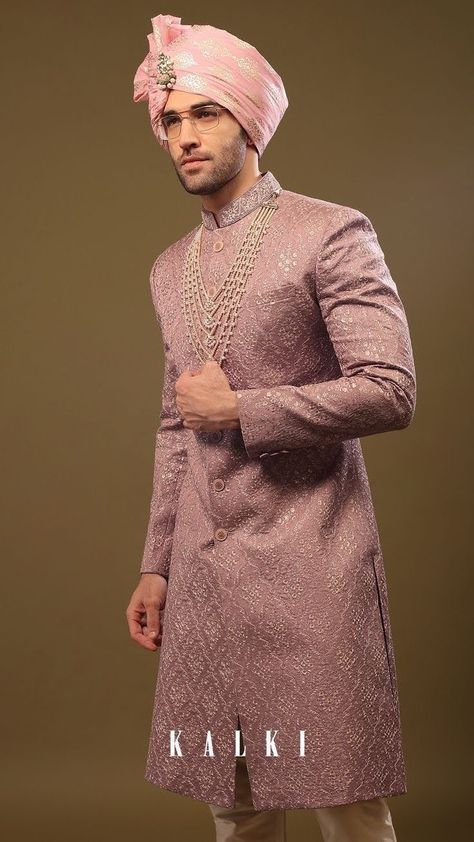 Purple Sherwani, Embroidered Sherwani, Orchid Purple, Full Sleeves, Mandarin Collar, Indian Dresses, Full Sleeve, Dusty Pink, Wedding Outfit