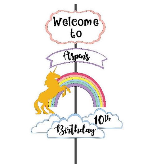 Event Backdrops, Themes Party, Diy Unicorn, Birthday Welcome Sign, Unicorn Birthday Invitations, Birthday Unicorn, Birthday Event, Event Backdrop, Wood Post