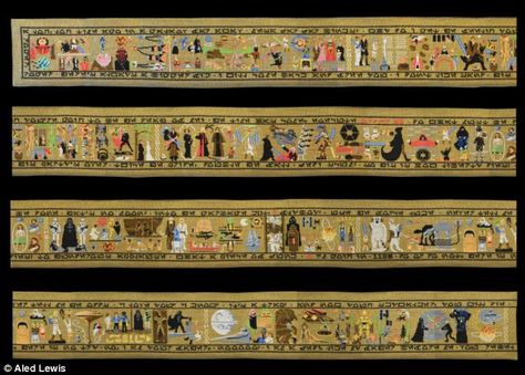 Epic: Aled Lewis spent months translating Episodes 1-6 of George Lucas' revered work onto a tapestry Bayeaux Tapestry, Geeky Cross Stitch, Epic Film, Bayeux Tapestry, Star Wars Universe, Star Wars Art, Source Of Inspiration, The Guardian, Textile Art