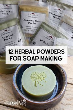 12 Herbal Powders to Use in Soap Natural Coloring For Soap, Herbal Soap Packaging, Artisan Crafts Handmade, Handmade Soap Labels, Diy Herbal Soap, Soap Labels Ideas, Organic Soap Packaging, Soap Making For Beginners, Handmade Soap Packaging