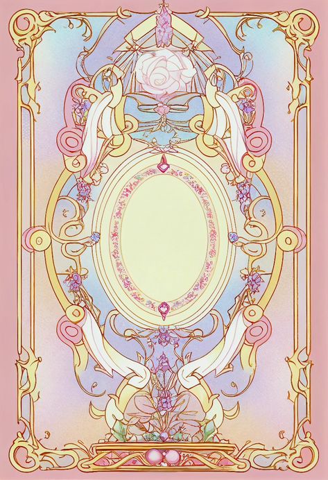 Kawaii Branding, Art Nouveau Graphic Design, Elegant Illustration, Tarot Card Design, Sakura Card Captor, Notebook Cover Design, 카드 디자인, Carton Invitation, Sakura Card