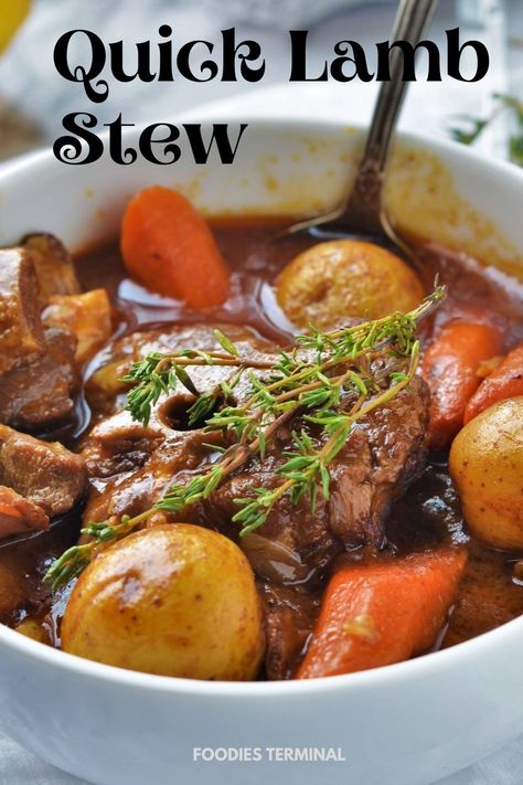 This is the best instant pot lamb stew recipe ever. Make this flavor packed lamb stew recipe with pantry staples. It makes a hearty and delicious easy dinner recipe for even busy weeknights. It's easy to make stew in the instant pot. Do not miss a single FREE recipe published every single weekn on the blog, SUBSCRIBE to the blog @foodiesterminal.com and be the first person to grab those FREE recipes. #easylambstew #instantpotlambstew #foodiesterminal #easydinner #quickdinner Lamb Stew Meat Recipes Instant Pot, One Pot Lamb Recipes, Lamb Neck Recipes Stew, Easy Lamb Recipes Simple, Lamb Chop Stew Recipe, Lamb Stew Recipes Instant Pot, Instant Pot Lamb Stew, Lamb Chop Recipes Instant Pot, Instant Pot Lamb Chops