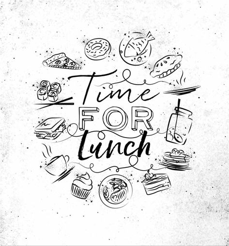 Time for lunch monogram with food icon drawing on dirty paper background Lunch Quotes, Catholic Wallpaper, Food Icon, Vector Game, Business Lunch, Food Time, Drawing Letters, Background Background, Food Drawing