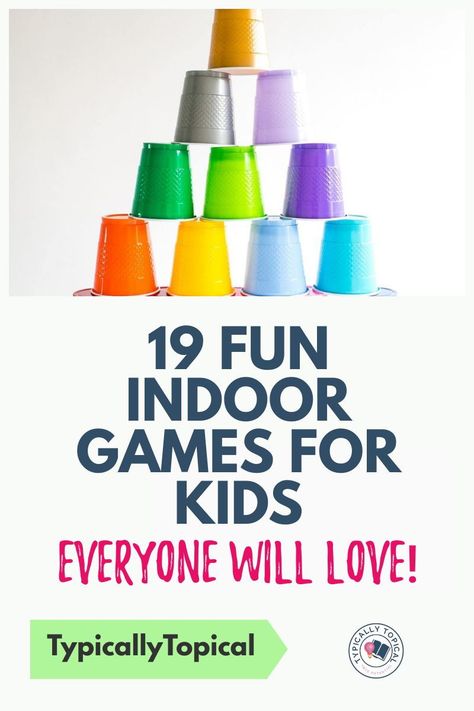 Looking for some rainy day activities for kids? Here are 19 super fun indoor games for kids that you haven't played before. All of these kids games are guaranteed to end in giggles and laughs and are perfect kids activities for when you're stuck indoors or can't go outside. #indooractivities #kidsactivities #kidsgames Fun Indoor Games For Kids, Children's Day Activities, Rainy Day Activities For Kids, Indoor Recess, Fun Indoor Activities, Indoor Games For Kids, Family Fun Games, Fun Games For Kids, Indoor Activities For Kids