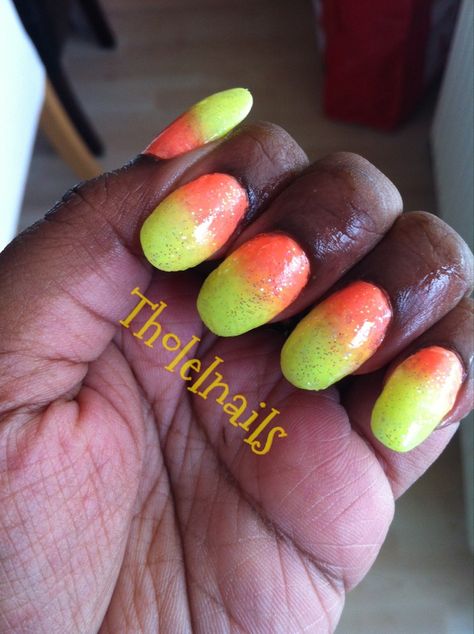 Summer mood, neon yellow with neon orange! Summer Mood, Neon Orange, Neon Yellow, Acrylic Nails, Nail Art, Neon, Orange, Nails, Yellow