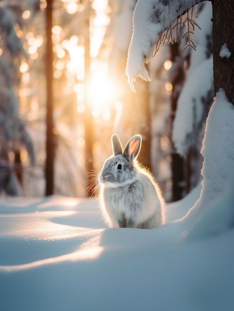 Shades of Dreams Animals In Snow Photography, Snow Rabbit, Winter Landscape Photography, Snow Animals, Reflection Photos, Forest Creatures, Winter Animals, Winter Scenery, Cute Animal Photos