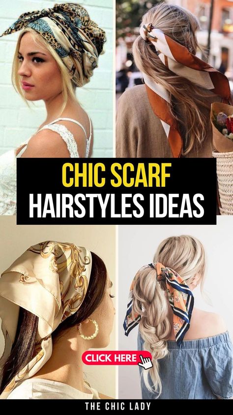 10 Scarf Hairstyles to Add a Stylish Twist to Your Look Head Scarf Styles Outfits, Cute Head Scarf Styles, Easy Scarf Hairstyles, Haïr Style With Scarf, Hair Styles With Scarves, 70s Scarf Hairstyles, Elegant Scarf Outfit, How To Wear Head Scarf, Silk Hair Scarf Styles