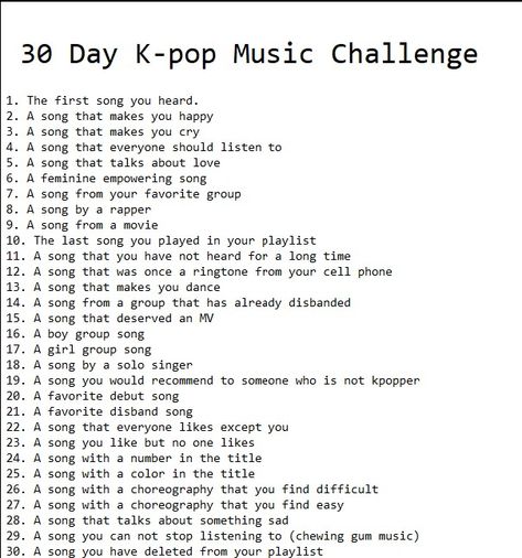 30 day kpop music challenge 30 Day Kpop Challenge, Kpop Journal Prompts, Kpop Challenge Template, Kpop Questions Template, 30 Days Of Kpop, Kpop Song Challenge, Kpop Questions, Song Questions, 30 Day Challenge Journal