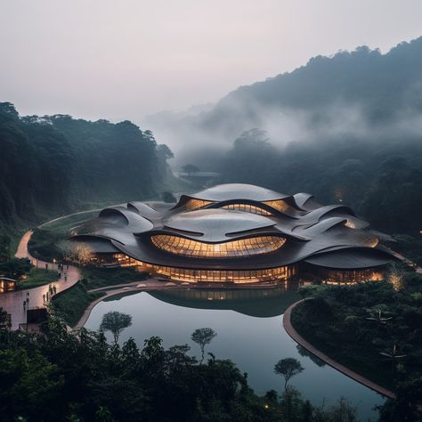 Futuristic Society, Neocosmic Architecture, Auditorium Design, Future Architecture, Fantasy Ideas, Eco Architecture, Architecture Inspiration, Luxury Lifestyle Dreams, Futuristic City