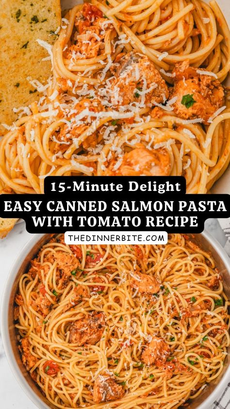 Get ready to elevate your dinner game with our mouth-watering Canned Salmon Pasta - The Dinner Bite 🍴 It's a scrumptious blend of canned salmon, creamy sauce, and perfectly cooked pasta, creating a dish that's not only satisfying but also super easy and quick to make. Don't miss out on this amazing meal - dive into the deliciousness now! Canned Salmon And Potato Recipes, Canned Salmon And Pasta Recipes, Canned Salmon Ramen, Pasta With Canned Salmon, Canned Red Salmon Recipes Easy, Canned Salmon Casserole Recipes, Meals With Canned Salmon, Canned Salmon Recipes Easy Dinners, Canned Salmon Dinner Ideas