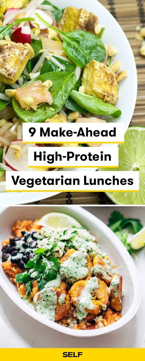 One of the biggest challenges of eating meat-free is making sure you're getting in enough protein at every meal. Meal prepping high-protein lunches ahead of time is super important to maintaining a well-balanced vegetarian diet. Recipes involving ingredients like beans, tofu, and tempeh give a boost of filling protein to any meal. Here are nine creative make-ahead lunch ideas to try! #vegetarian #recipe #highprotein #lunch Carb Free Meals Vegetarian, Well Balanced Vegetarian Meals, Vegetarian Bodybuilding Recipes, Muscle Building Vegetarian Meals, Vegetarian For One, Protein Filled Vegetarian Recipes, 30g Protein Vegetarian Meals, Vegetarian Macro Meals, Creative Vegetarian Recipes