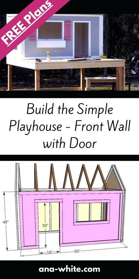 Later! Diy Kids Playhouse Plans, Simple Playhouse, Diy Kids Playhouse, Kids Playhouse Plans, Outside Playhouse, Door Header, House Beds For Kids, Kids Backyard Playground, Playhouse Plans