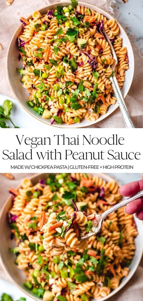 Vegan Thai Pasta Salad, Thai Peanut Pasta Salad, Vegan Noodle Salad, Vegan Pasta Salad Recipes, Chickpea Pasta Recipes, Peanut Pasta Salad, Thai Peanut Noodle Salad, Thai Pasta Salad, Noodle Salad With Peanut Sauce