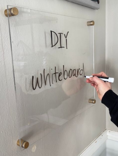 DIY Dry Erase Board Diy Magnetic Whiteboard Wall, Kitchen White Board, Blackboard Wall Ideas, Cute White Board Ideas, White Board Decoration Ideas, Magnetic Whiteboard Wall, Diy Dry Erase Calendar, Acrylic Dry Erase Board, Diy Dry Erase Board