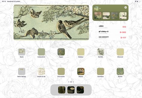 Cute and aesthetic green ipad homescreen layout Green mushroom fairy free idea ios apple flower grunge Ipad Layouts Aesthetic, Green Ipad Homescreen, Green Ipad Layout, Homescreen Layout Green, Ipad Layout Aesthetic, Ipad Homescreens, Ipad Layout Homescreen, Tablet Homescreen, Ipad Homescreen Layout