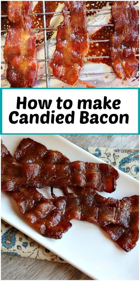 Candied Bacon recipe from RecipeGirl.com #easy #oven #baked #ovenbaked #candied #bacon #recipe #RecipeGirl Candied Bacon Recipe, Breakfast Sides Dishes, Pbs Food, 4 Ingredient Recipes, Classic Appetizers, Bacon Recipe, Candied Bacon, Bacon Recipes, Yummy Breakfast