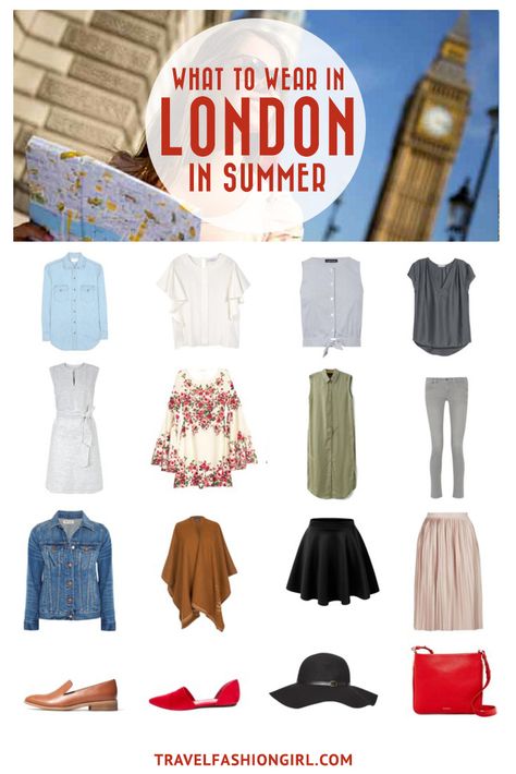 Traveling to London or other parts of the UK in the Summer? Use this comprehensive packing guide to help you pack stylishly light. | travelfashiongirl.com Summer Fashion London, Uk Packing List Summer, Summer In Uk Outfits, Summer In London Outfit What To Wear, Summer Outfits For London, London Summer Outfits 2023, Summer Outfits In London, London Look Outfits Summer, London Travel Outfit Summer