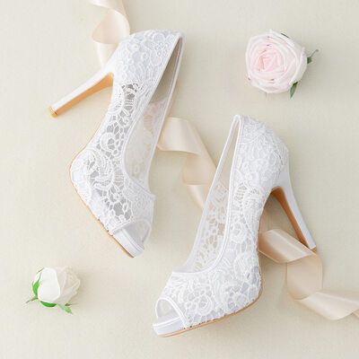 [£40.00] Women's Lace Stiletto Heel Peep Toe Platform Sandals Bride Heels, Lace High Heels, Bridesmaid Dresses Boho, Wedding Shoes Lace, Wedding Shoes Bride, Boho Wedding Dress Lace, Bridal Heels, Maxi Bridesmaid Dresses, Wedding Shoes Heels