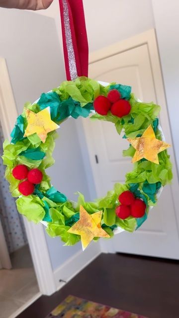 Andrea Nelson on Instagram: "This paper plate wreath is a preschool craft that never went away and I hope it never does! #kidscraft #preschoolcraft #paperplatecraft #paperwreath #tissuepapercraft #instamom #easychristmascraft #christmascraftforkids #kidscraftideas" Preschool Christmas Wreath Crafts, Paper Plate Christmas Crafts, Tissue Paper Craft, Christmas Wreath Craft, Early Childhood Classrooms, Paper Wreath, Paper Plate Crafts, Kids' Crafts, Easy Christmas Crafts