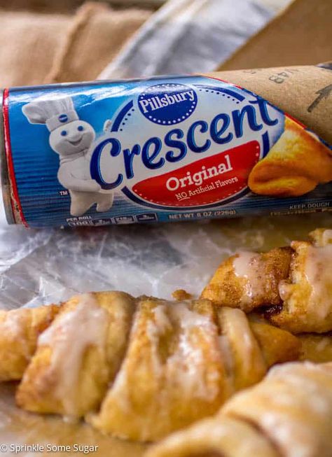 Cinnamon Roll Crescents - Sprinkle Some Sugar Cinnamon Rolls Out Of Crescent Rolls, Crescent Cinnamon Rolls Pillsbury, Crossiant Cinnamon Roll, Easy Breakfast Rolls Simple, Pilsbury Cinammon Rolls Casserole, Cinnamon Croissant Rolls, Cinnamon Rolls Crescent Dough, Cinnamon Rolls From Crescent Rolls, Cinnamon Rolls Made With Crescent Rolls