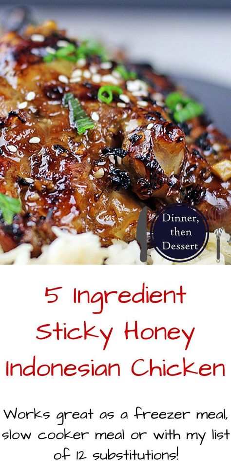 5 Ingredient Sticky and sweet, this chicken is roasted in the oven covered in a Honey-Soy sauce with ginger and garlic and is ready in 30 minutes!. Serve with steamed rice for the perfect quick and easy meal! Indonesian Chicken Recipe, Chicken Recipes Quick, Indonesian Chicken, Soy Chicken, Honey And Soy Sauce, Food Heaven, Steamed Rice, 5 Ingredient, Indonesian Food