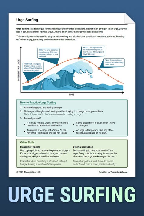 Urge Surfing: Distress Tolerance Skill Urge Surfing Dbt, Urge Surfing Worksheet, Tolerance Break, Urge Surfing, Distress Tolerance Worksheets, Distress Tolerance Skills, Dbt Therapy, Distress Tolerance, Dbt Skills