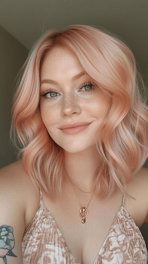 20 Best Hair Color Ideas for November 2024 Pastel Rose Gold Hair, Shoulder Length Pink Hair, Cool Toned Pink Hair, Blonde Rose Gold Hair, Rose Gold Toner, Peachy Pink Hair, Soft Pink Hair, Rose Blonde Hair, Blond Rose