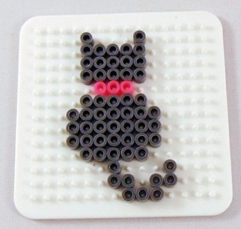 Panda Perler Bead Patterns, Cat Perler Bead Patterns, Melting Beads Patterns, Cat Perler Beads, Perler Beads Pattern, Melty Bead Designs, Melt Beads Patterns, Hamma Beads Ideas, Arts And Crafts For Teens