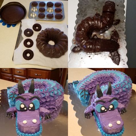 Using a bundt pan as the starting point and then also doing cake scales for the icing technique. Dragon Scale Cake, Dragon Birthday Cakes, Dragon Cake, Icing Techniques, Dragon Birthday, Bundt Pan, Dragon Party, Chocolate Covered Pretzels, Cake Images