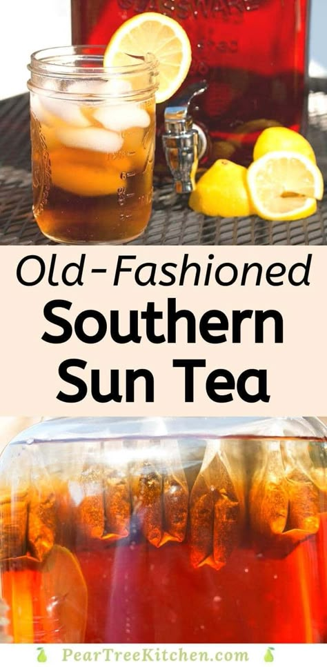 Learn how to make sun tea the safe way using our handy safety tips, homemade sun tea recipe, and bonus directions for making simple syrup with flavorings. Beat the summer heat the old-fashioned Southern way with a sweat-drenched glass of iced sweet tea! #recipes #sweettea #suntea #summer Sun Tea Recipe, Sun Tea Recipes, Iced Tea Recipes Homemade, Sweet Tea Recipes, Southern Sweet Tea, Sun Tea, Simple Syrup Recipes, Make Simple Syrup, Herbal Teas Recipes