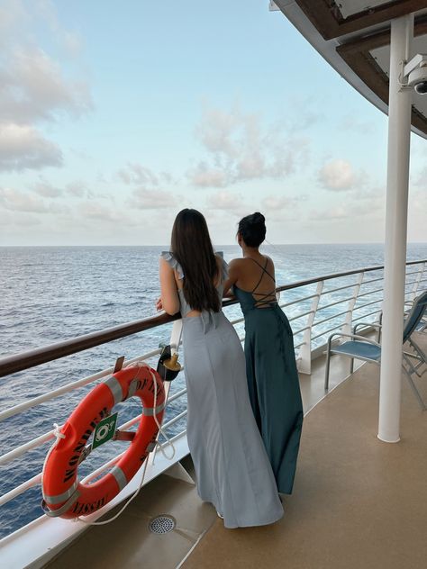 #fashion #aesthetic #cruise #formal #vacation Dinner Cruise Aesthetic, Fancy Cruise Dinner Outfit, Cruise Photo Ideas Best Friends, Best Friend Cruise Pictures, Summer Cruise Aesthetic, Cruise Pics With Friends, Cruise Vacation Aesthetic, Cruise Quinceanera, Cruise Photos Ideas