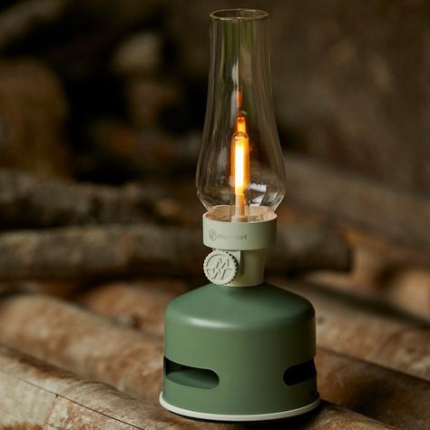 This stylish outdoor lantern doubles as a bluetooth speaker Mori Mori, Lantern Table Lamp, Led Lantern, Kerosene Lamp, Camping Lanterns, Museum Of Modern Art, After Dark, Oil Lamps, Camping Gear