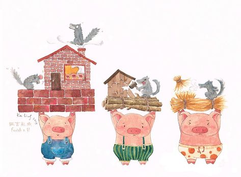 Comparing "The Three Pigs" and "Three Billy Goats Gruff" Three Little Pig, Three Pigs, Three Billy Goats Gruff, Billy Goats Gruff, Pig Costumes, Pig Crafts, The Three Little Pigs, Pig Birthday Party, Pig Illustration