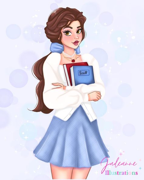 🌹 BELLE 🌹 I loved creating this modern princess 👑 Belle has always been my favourite princess with her elegant look and beauty ✨💕 but the… | Instagram She Was Different, Belle Drawing, Beauty And The Beast Art, Disney Princess Villains, Disney Icon, Disney+ Icon, Beauty And Beast, Disney Outfit, Twisted Disney