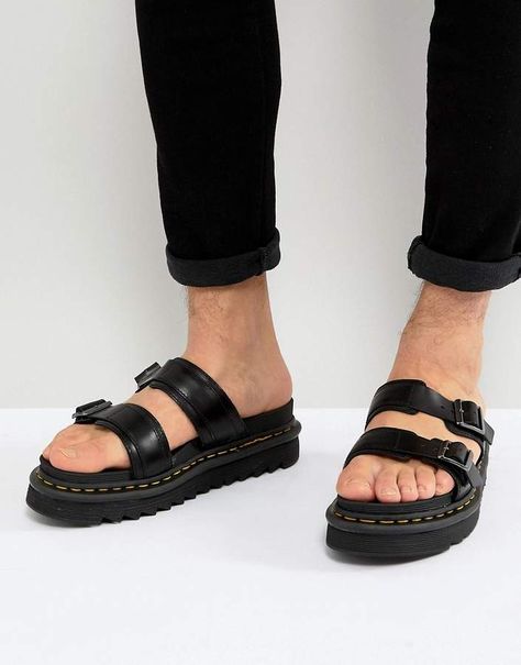 Dr Martens Myles Slide Sandals In Black Dr Martens Shoes Outfit, Dr Martens Myles, Doc Martens Sandals, Martens Sandals, Red Doc Martens, Doc Martens Outfits, White Doc Martens, Doc Martens Style, Outfit Curvy