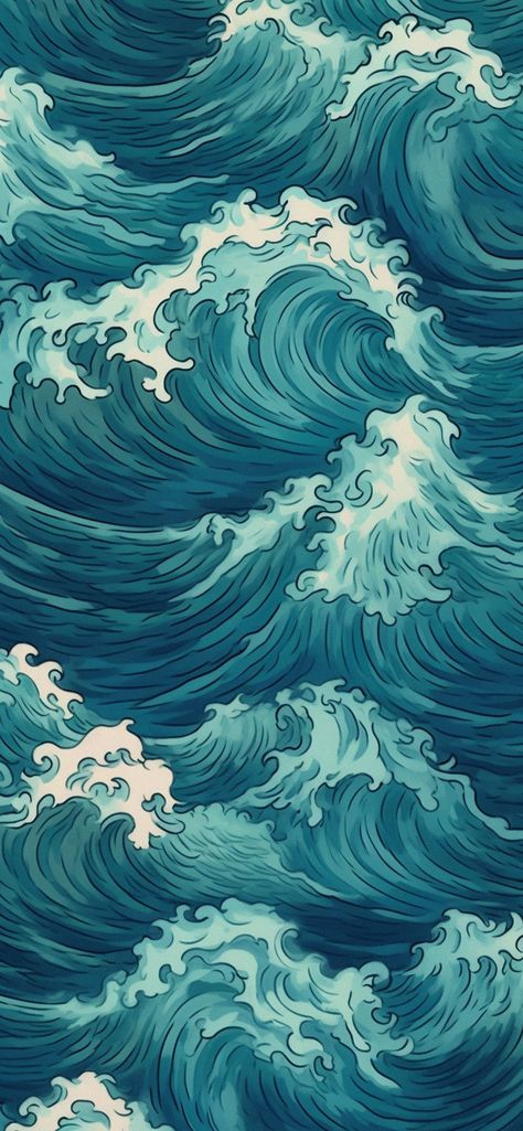 The Great Wave Wallpaper, Japanese Wave Wallpaper, Kai Core, Notion Ideas, Wave Wallpaper, Center Of The Earth, Japanese Pop Art, Japanese Wave, Abstract Wallpapers