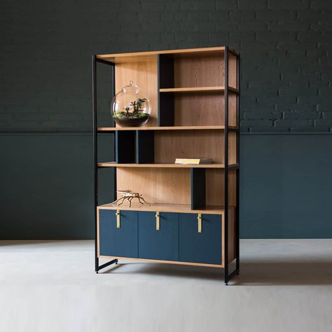 Oak Shelving Unit Oak & Steel Bookcase Oak Display Cabinet - Etsy Canada Oak Shelving Unit, Oak Shelving, Timber Joints, Oak Display Cabinet, Tv Stand Sideboard, Oak Shelf, Stunning Aesthetic, Reclaimed Wood Beams, Walnut Bookcase