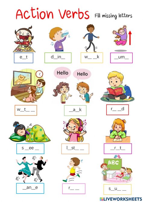 Verbs online worksheet for Beginner. You can do the exercises online or download the worksheet as pdf. Doing Verbs Worksheet For Grade 1, English Verbs For Beginners, Verb Worksheets Grade 2, Verbs Worksheet For Class 2, Action Words Worksheet For Grade 1, Verb Worksheets For Grade 1, Action Verbs Worksheet For Grade 1, Verbs Activities For Kids, Verbs Worksheet For Grade 1