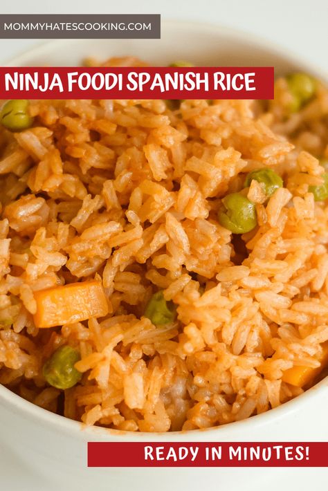 Make Ninja Foodi Spanish Rice to pair with your favorite fajitas or tacos, this is so easy to make in minutes! Mexican Rice In Ninja Foodi, Ninja Foodi Rice, Spanish Rice With Chicken, Rice With Chicken And Vegetables, Spanish Rice Easy, Ninja Cooking System Recipes, Spanish Rice Recipe, Rice With Chicken, Mexican Rice Recipes