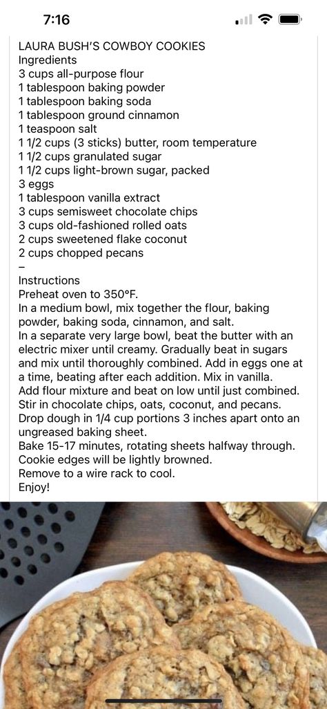 Laura Bush Cowboy Cookies, Cowboy Cookie Recipe, Recipes Using Cake Mix, Laura Bush, Best Cookies Ever, Cowboy Cookies, Baking Recipes Cookies, Yummy Sweets, Breakfast Dessert